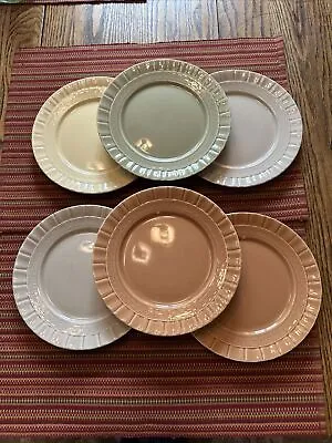 Set 6 8” Plates Martha Stewart Basketweave Scone Edge Multi Colors MSE • $35