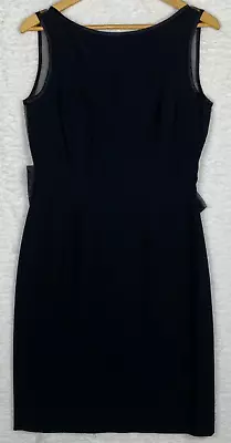 Morton Myles Cocktail Sheath Dress Womens 10 Sheer Back Bow Rhinestone Buckle • $29.99
