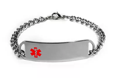 Medical Alert ID Bracelet With Red Emblem D-Style. Free Engraving Medical Card! • $29.99