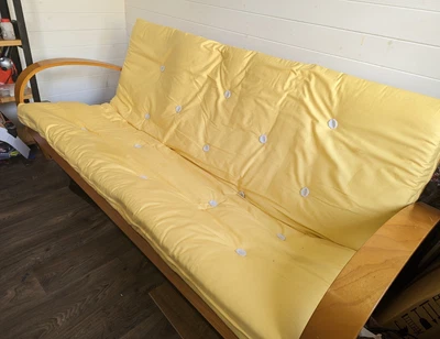 £48 • Buy Yellow Sofa Bed Futon Double Bed Solid Wood