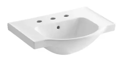 Kohler  K-5248-8-0  Veer 24   White  3-hole Pedestal Bathroom Sink With Overflow • $179.99