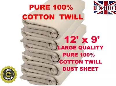 Cotton Twill Dust Sheets Various Sizes DIY Builder Decorating Cover 9ft X 12ft • £9.95