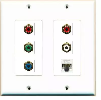 2 RCA Red 1 Green-Blue-White CAT5E Wall Plate Custom • $20.65