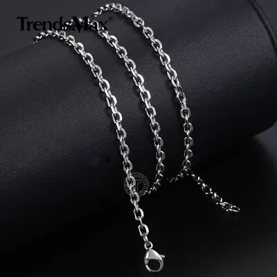 3-9mm 18-24  Stainless Steel Mens Silver Diamond Cut Rolo Cable Chain Necklace • $7.99