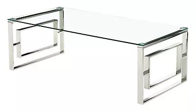£139.99 • Buy Coffee Table Clear Tempered Glass Top Stainless Steel Legs Silver Finish