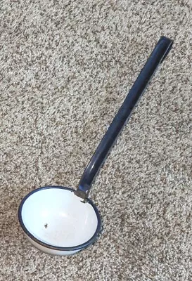 ANTIQUE Vintage Enamelware Ladle Dipper Blue & White Farmhouse Kitchen Decor  • $9.99