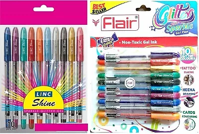 20 Pack Of Gel Pens Extra Sparkle Glitter Pens For Home School Office Best Price • £4.99