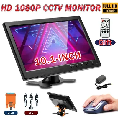 10.1  Security Monitor HD LCD HDMI VGA TFT Display Screen Speaker Remote Control • £42.99