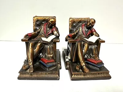 Pair Of Vintage K&O Bronze Book Ends  Asleep At Mid-Story  Circa 1929  • $125.50