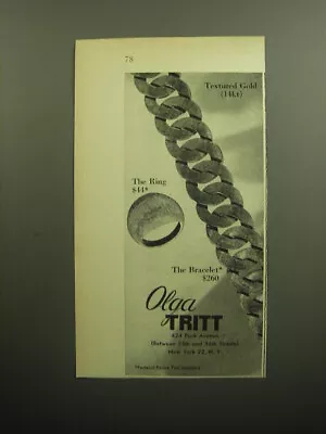 1958 Olga Tritt Jewelry Advertisement - Textured Gold (14kt) • $19.99