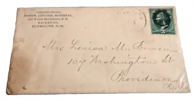 1870's BOSTON CONCORD MONTREAL & WHITE MOUNTAINS RAILROAD USED COMPANY ENVELOPE • $50