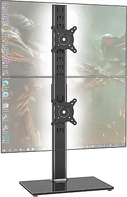 Dual Monitor Stand - Vertical Stack Screen Free-Standing Desk Mount Arm Riser • $63.99