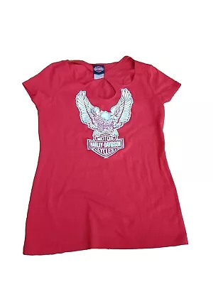 Harley Davidson T-Shirt Women Size L Red  • $9.99