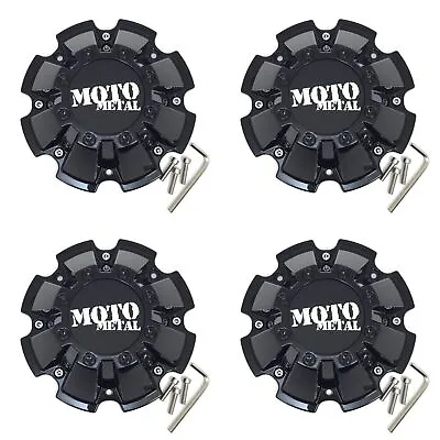 4 Moto Metal Gloss Black Wheel Center Hub Caps For 5/6/8Lug MO962 MO200 • $124