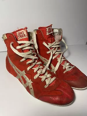 ASIC Tiger Vintage 1980s Wrestling Shoe Men’s 9.5 Red And Silver Colorway • $350