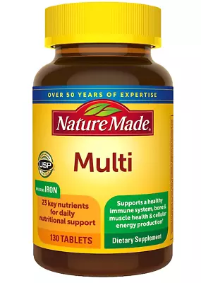 Nature Made Multivitamin Tablets With Iron For Women And Men 130 Tablets • $10.96