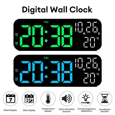 Large LED Digital Wall Clock Temperature Date Display Electronic Wall Clock AU • $23.95