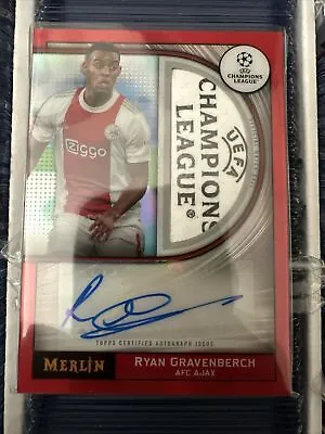 2021-22 Topps Merlin Match Ball Red Auto /10 #MB-RG Ryan Gravenberch Ajax *READ* • $345