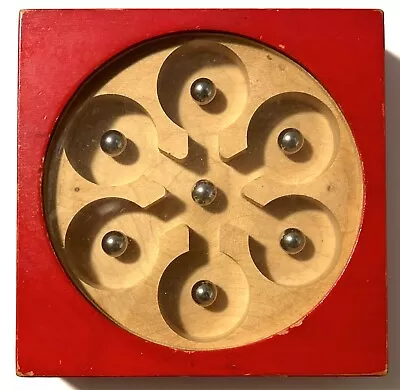 Vintage Kurt Naef Spiel Perikles Game Swiss Made Red Wood Steel Balls Puzzle • $60