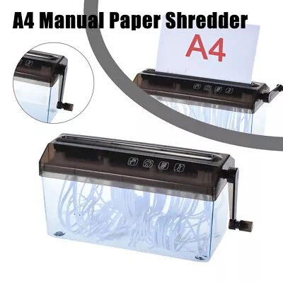 Manual Hand Paper Shredder Document File Straight Cutting For A4 Office Home New • £16.55