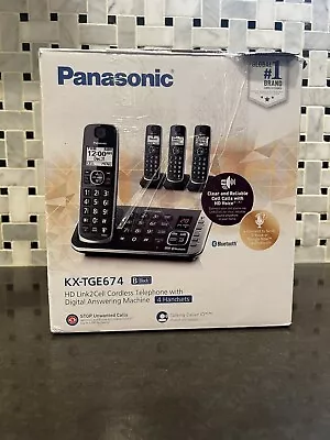 Panasonic KX-TGE674B Link2Cell Expandable 4-Handset Cordless Phone Set • $59.99