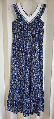 LIBERTY HOUSE Blue Floral Hippie Chic Prairie Maxi Dress-Size 3/XS~Mint • £19.27