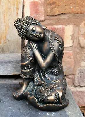 Buddha Garden Ornament Brass Effect Outdoor Indoor Statue • £15.45