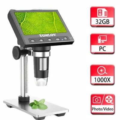 TOMLOV 1000X Error Coin Microscope With Screen 4.3  LCD Digital Magnifier Camera • $55