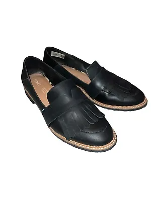 TOMS - Mallory Loafers - Black - Leather - Fringe - Size 9.5 - Pre-owned • $36.95
