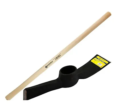 90CM MARKSMAN WOODEN Beech Handle & 5LB MATTOCK HEAD PICK AXE Garden Digging SET • £19.15