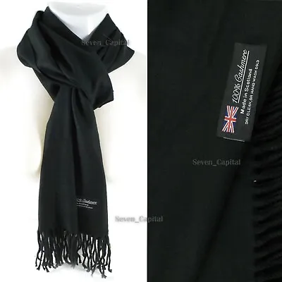 Mens Womens Winter Warm SCOTLAND Made 100% CASHMERE Scarf Scarves Plain Wool • $7.48