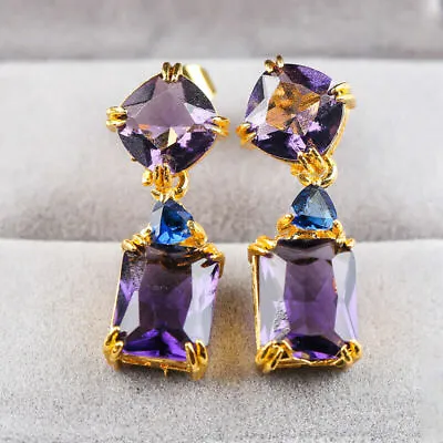 Gorgeous Silver Plated Amethyst Drop Earring Women Tanzanite Jewelry Lab-Created • $3.99