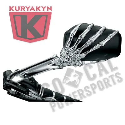 $179.95 • Buy Kuryakyn Skeleton Hand Mirrors - Chrome Stem With Black Head - 1759