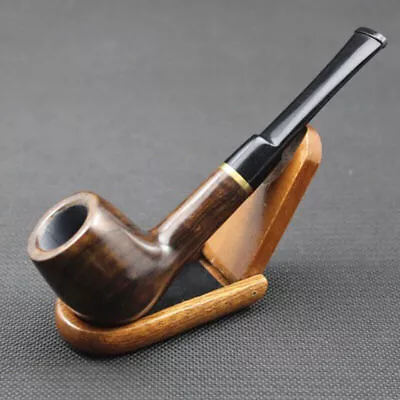 Handmade Wood Smoking Pipes Tobacco Ebony Wooden Smoking Pipe Gift 9mm Filter • $28.59