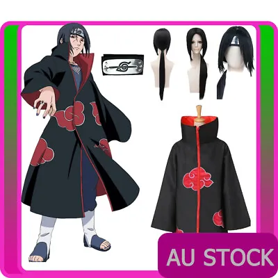 Boys Naruto Akatsuki Costume Cloak Robe Anime Child Cosplay Uchiha Sasuke Itachi • $30.98