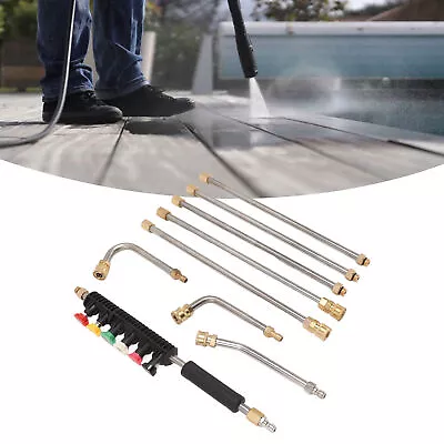 Pressure Washer Extension Wand 5 Straight Rod 3 Curve Rod Set Power Washer AA • £49.82
