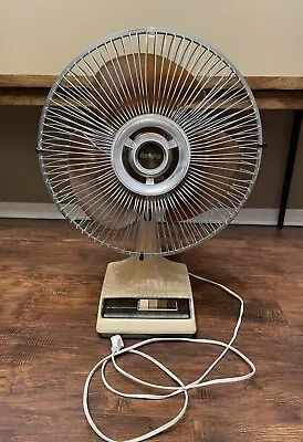 Vintage Galaxy 12  Translucent Brown Blades 3 Speed Oscillating Fan Works Tested • $35