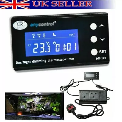 Day Night Dimming Heat Incubator Thermostat Aquarium W/ Digital Timer UK Socket • £33.59