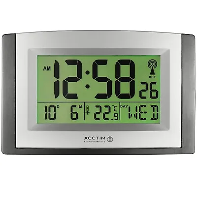 Acctim Stratus Smartlite Digital Wall / Desk Clock Radio Controlled Tabletop LCD • £46.71