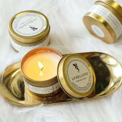 Highly Scented Handmade Soy Wax  Candles Luxury Gold Tin Decorative Gift UK • £5