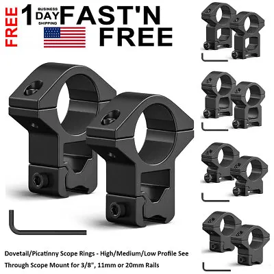 2 Pack Low/Middle/High Profile 1  Scope Ring For Dovetail/Picatinny Scope Mount • $9.39
