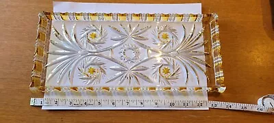 Walther Glass KOMET Vintage Crystal Yellow & Clear Glass Dresser Tray • £15