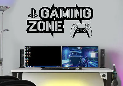 Gaming Zone Wall Stickers Decals PS Gamer Controller Wall Art Kid 5 Gamer Room  • £6.95