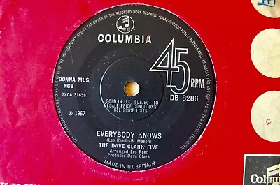 The Dave Clark Five Everybody Knows 7  Single Columbia (1967) Ex- Pop Gt Britain • £0.99