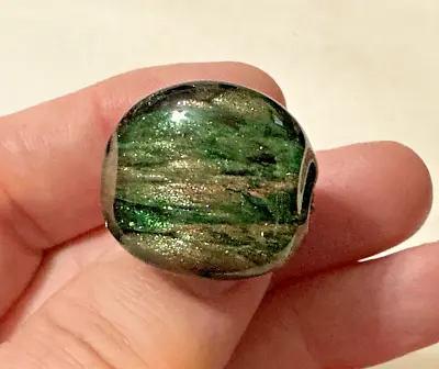 Giorgio Nason Venezia Italy Murano Venetian Green Silver Black Glass Ring 7.75 • $17.99