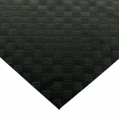 Black Rubber Flooring Matting Heavy Duty Floor Mat Garage Van Shed Checker Plate • £14.99