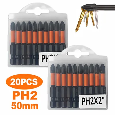 20PCS PH2 Impact Duty Driver Bit Set Magnetic Phillips Screw Driver Bits 50mm • $11.99