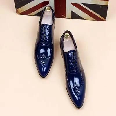 Business Mens Fashion Patent Leather Wedding Shoes Pointy Toe Dress Formal Shoes • $40.12