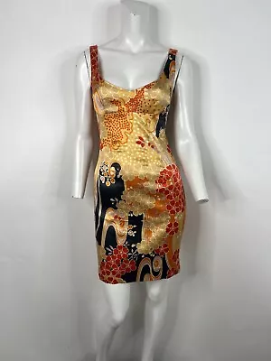 Vtg Dolce & Gabbana D&g Orange Floral Print Dress 44 L • $340