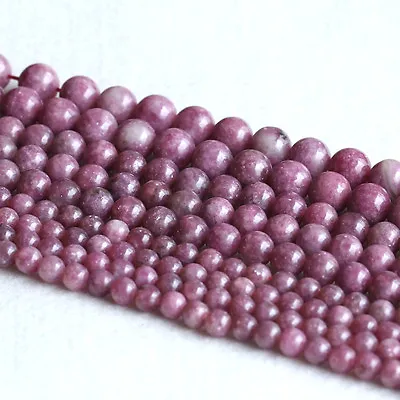 Natural Genuine Pink Purple Lepidolite Tourmaline Round Jewelry Loose Beads • $13
